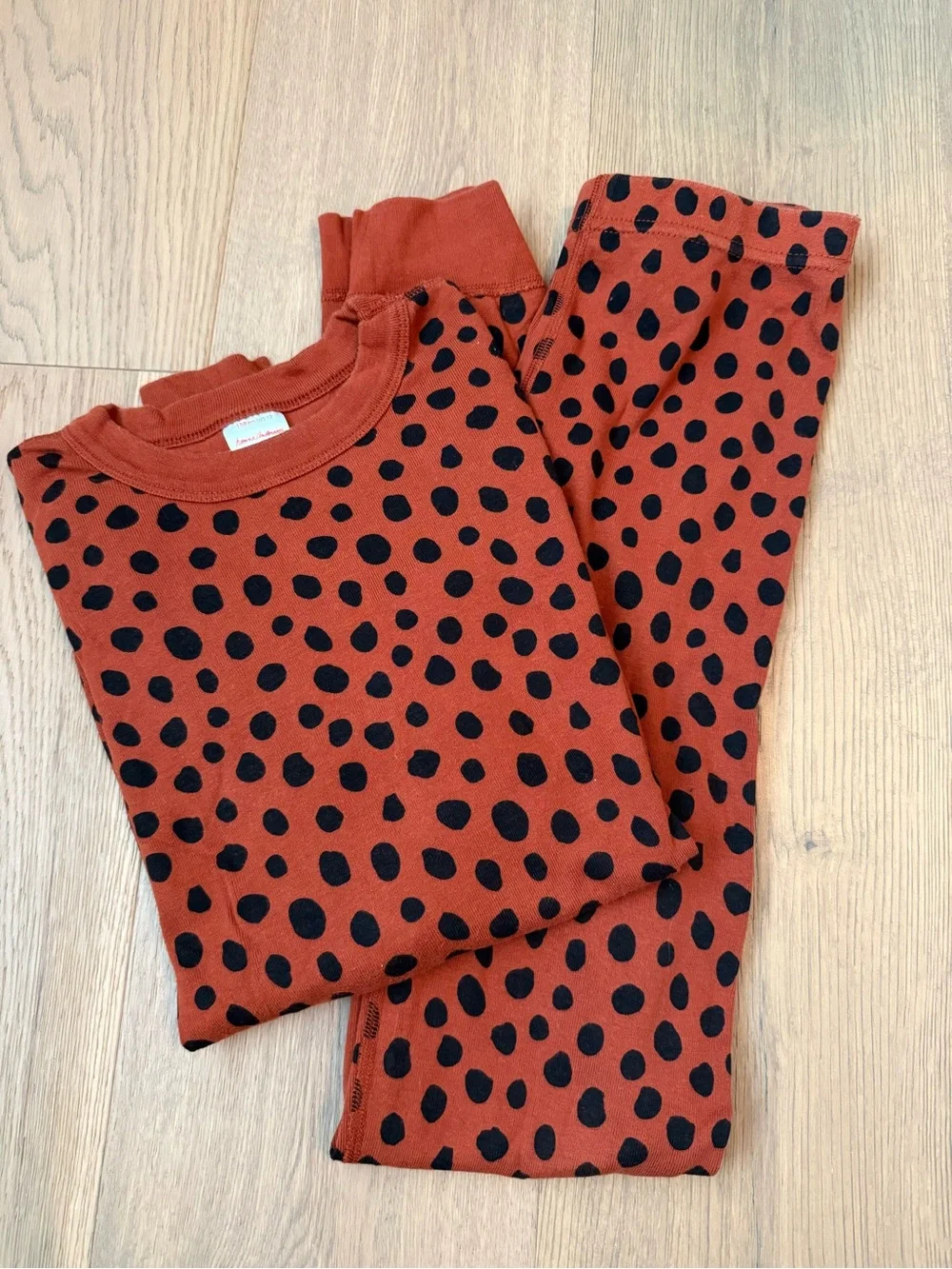 Hanna Andersson Girls Rust/Brown Pajama Pant Set with Black Dot Print